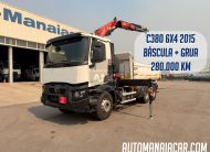 RENAULT C380 EURO6 6X4 BI-BASCULANTE COM GRUA 3 LUGARES 2015